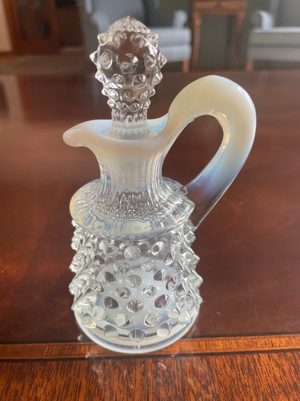 Fenton French opalescent hobnail cruet